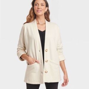 NWT Knox Rose Longer Fleece Jacket Coat Cozy Coastal Grandma Button Size Large